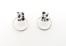 Load image into Gallery viewer, Boucles d'oreilles rectangles et ronds en argent
