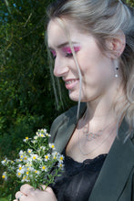 Load image into Gallery viewer, Silver long earrings with chains and pearls