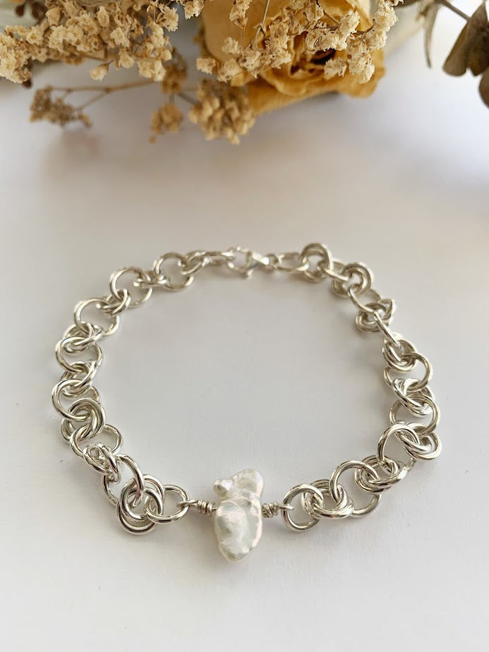 Bracelet chaîne avec perle