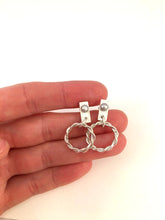 Charger l&#39;image dans la galerie, Boucles d&#39;oreilles rectangles et torsades en argent
